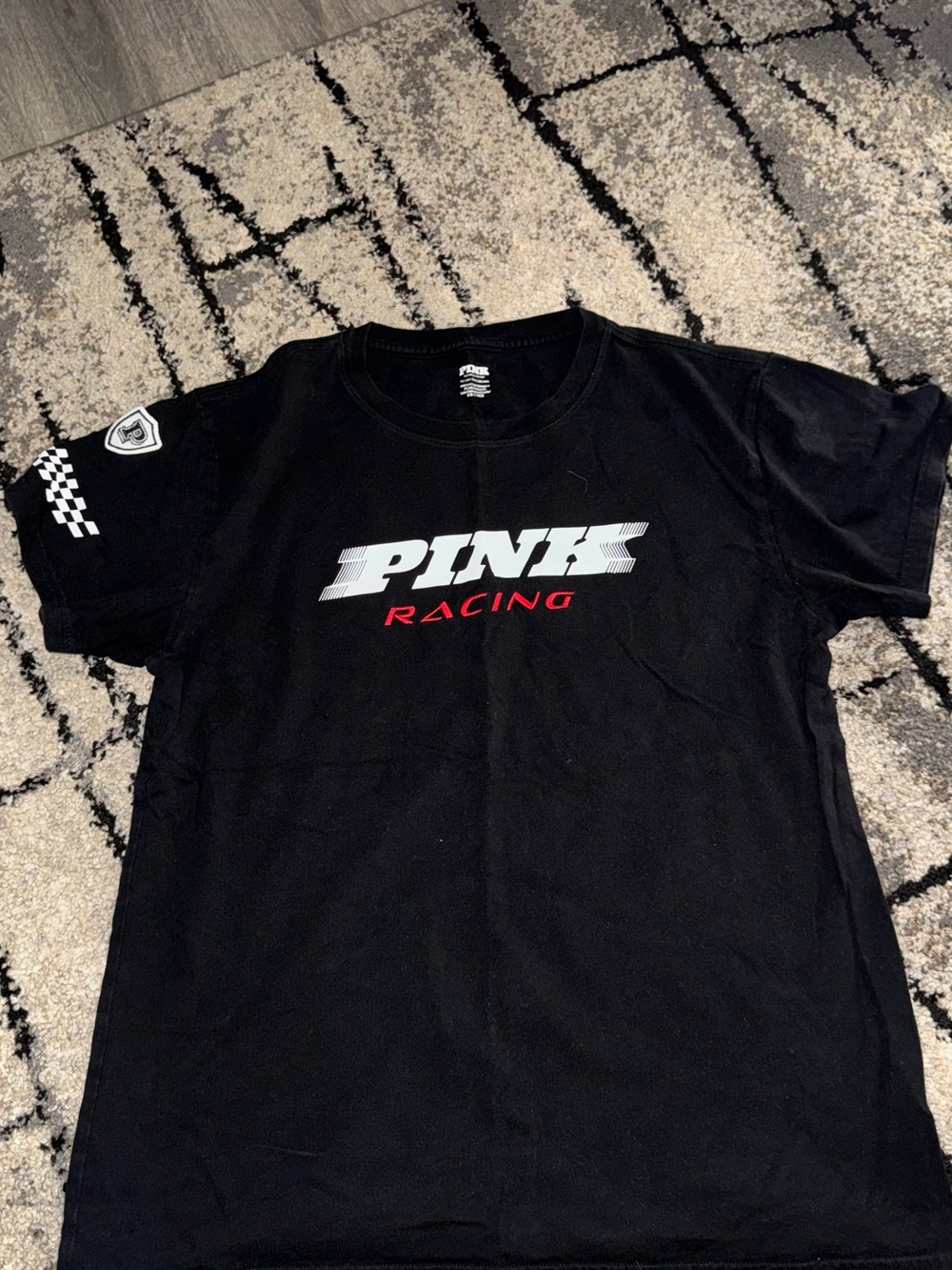 PINK Victoria's Secret Black Tee with White Logo
